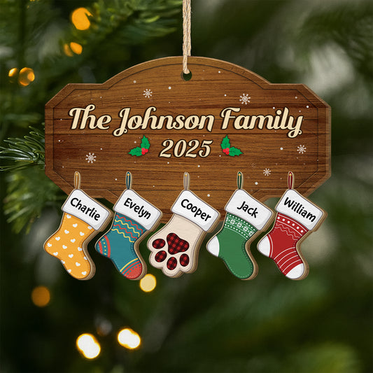 5454OUS1 custom family christmas gifts 1 layered wood stocking ornament 5454OTQCI