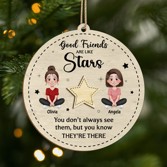 5457OUS1 custom 2 layered wood ornament good friends are like stars gifts_ 5457OTHNF
