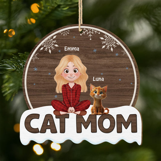 5483OUS1 custom gifts for cat lovers 1 layered wooden xmas ornament_s 5483OKHAD