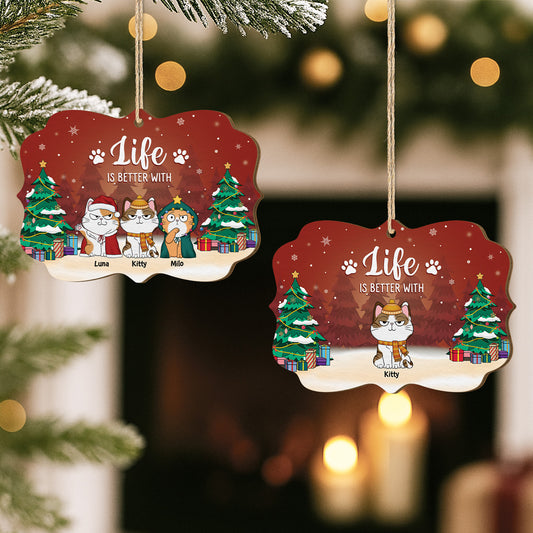 5511OUS2 custom gifts for cat owners 1 layered wooden xmas ornaments 5511OTLMD