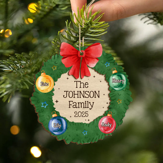 5513OUS2 personalized family xmas gifts 2 layered wooden ornaments 5513OTHAI