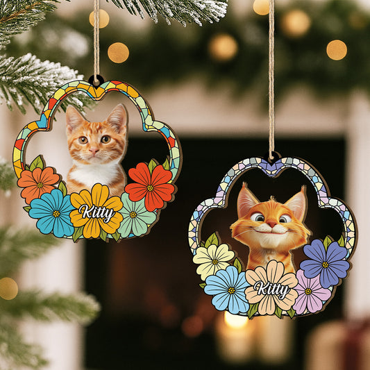 5542OUS2 custom 1 layered wooden ornaments photo gifts for cat lovers 5542O8LMD