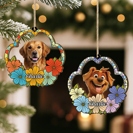 5542OUS2 custom 1 layered wooden ornaments photo gifts for dog lovers 5542O8LMC