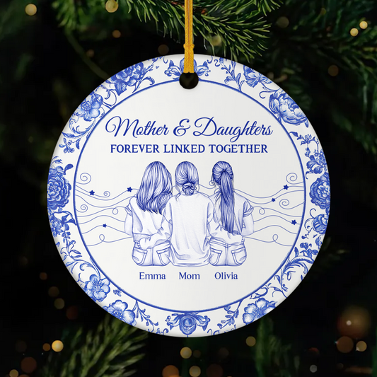 5551OUS1 custom mom gifts forever linked together_ ceramic ornaments 5551O5Z5A