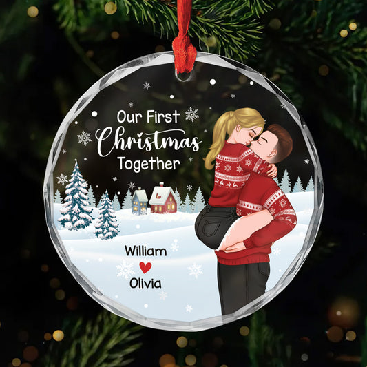 5553OUS1 custom gifts for couples first christmas together glass ornament 5553OTZTG_80a2e783 297a 4ece b011 d060640a03c6