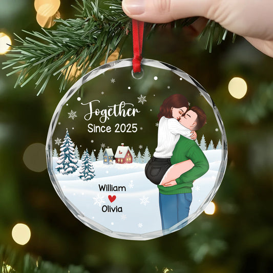 5553OUS2 custom gifts for couples first christmas together glass ornament 5553OTZTG_9051e5bf b9ef 4c29 bc81 ca6c834034a6
