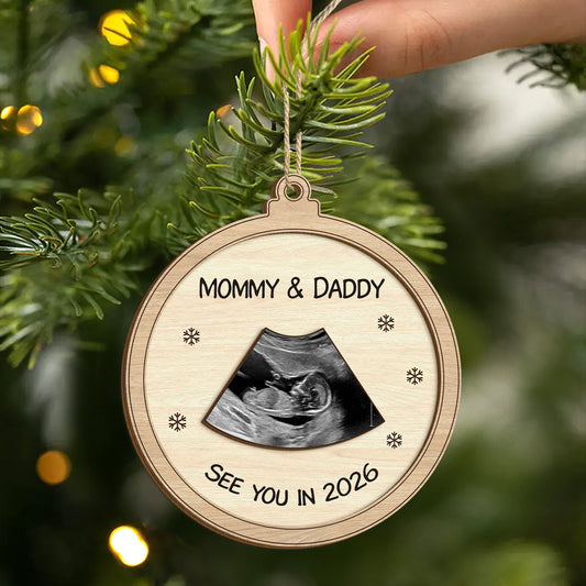 5612OUS2 custom 2 layered wood ornament christmas gift expectant parents_ 5612OKVCA