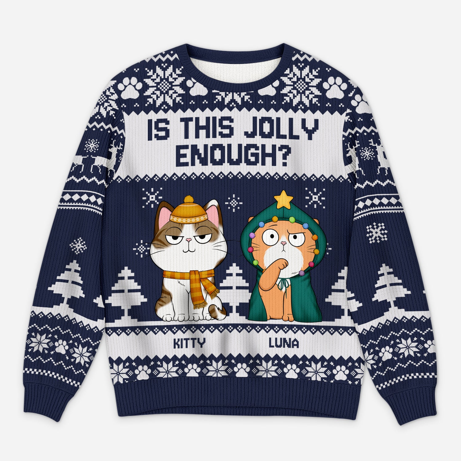 5634WUS1 personalized cat ugly christmas sweater is this jolly enough 5634W8YZD