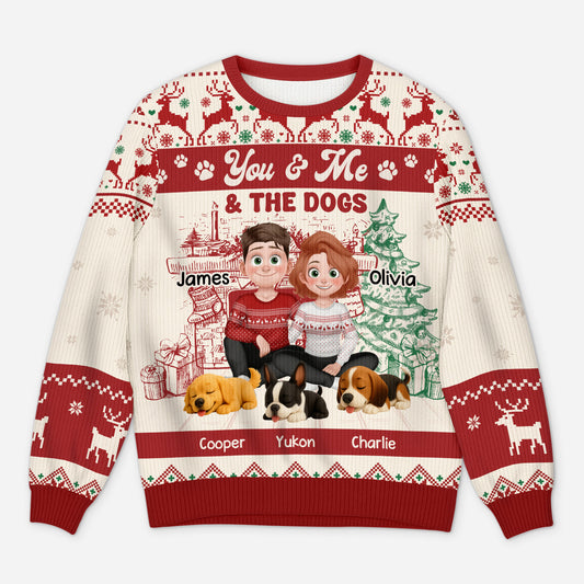 5646WUS1 custom dog ugly christmas sweater matching couple sweaters_ 5646WTMMC