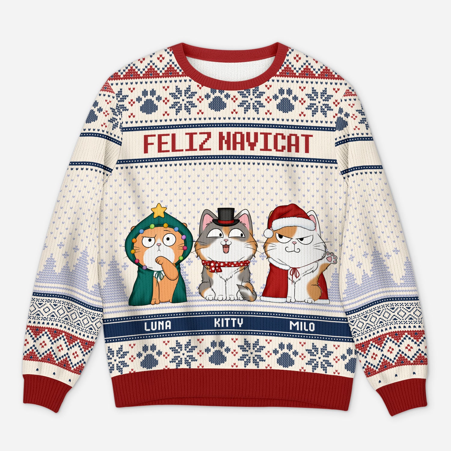5666WUS1 custom gifts for cat lovers cat ugly christmas sweater 5666W6TMD
