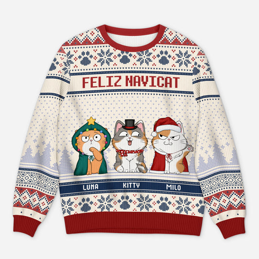 5666WUS1 custom gifts for cat lovers cat ugly christmas sweater 5666W6TMD