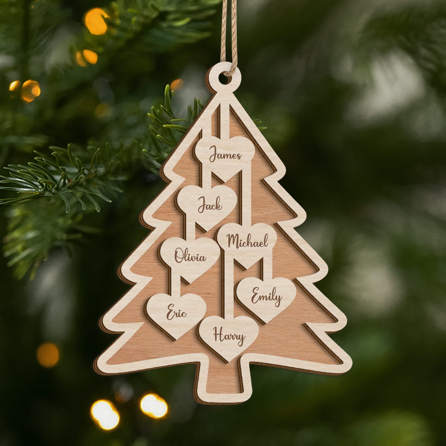 5672OUS1 custom 2 layered wood ornament with names family christmas gifts 5672O6ZCI