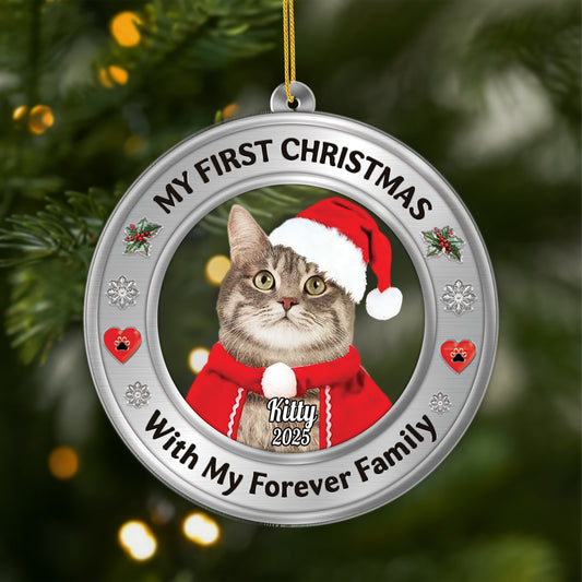 5675OUS1 custom gifts for cat lovers my first christmas acrylic photo ornament 5675OTZCD