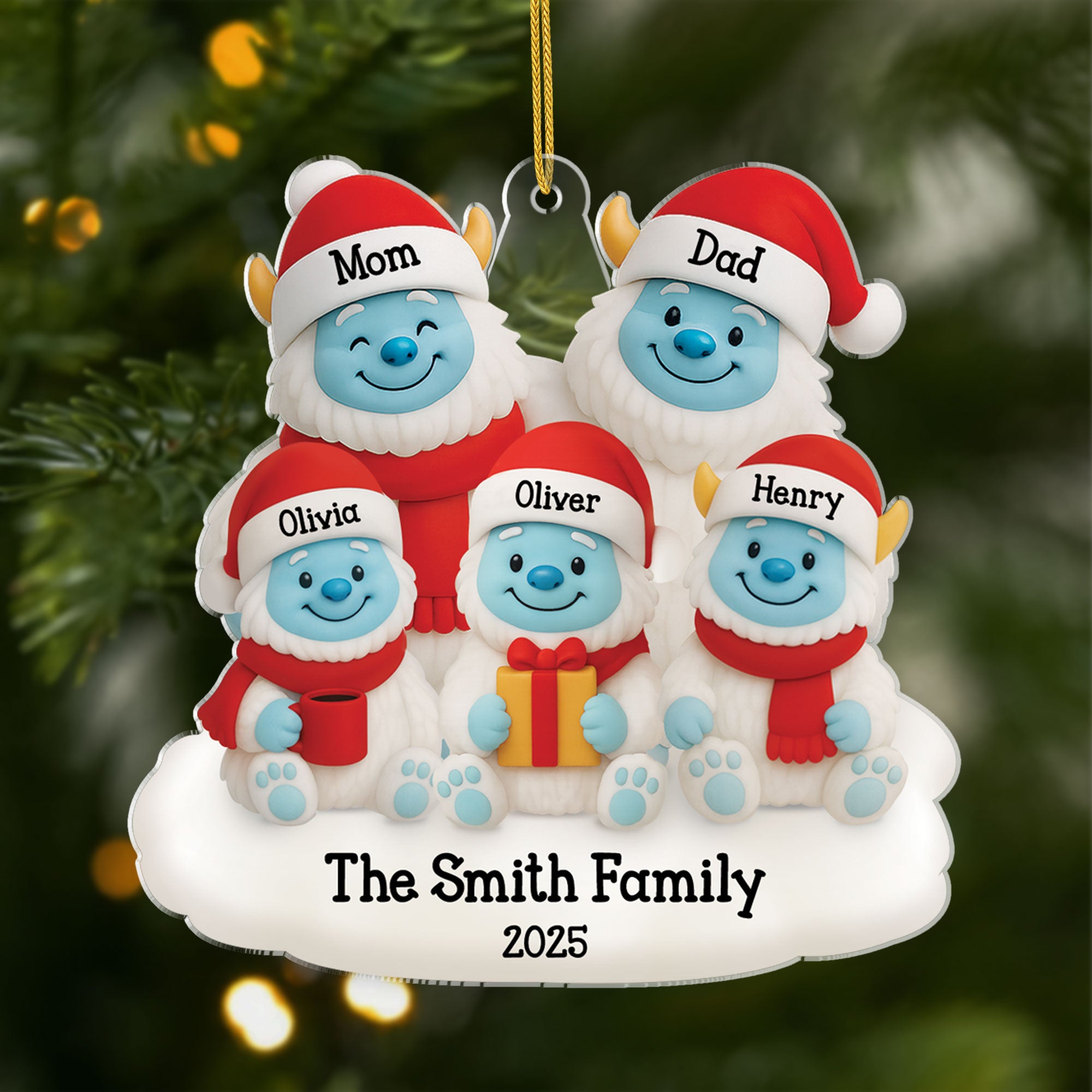 5684OUS1 personalized christmas gifts for family acrylic yeti ornament 5684OTMAI