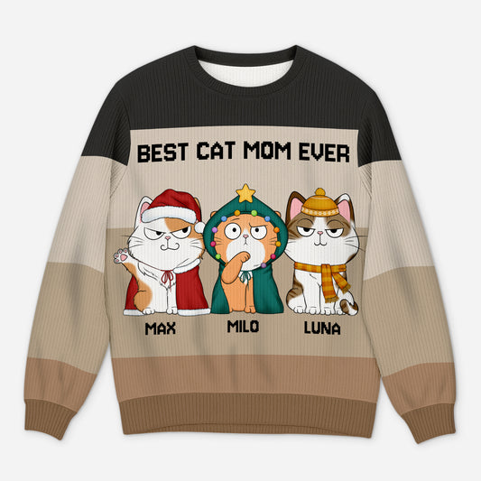 5711WUS1 personalized ugly christmas sweater best cat mom ever gifts 5711WTVCD