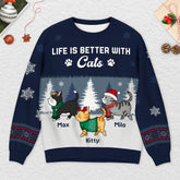 5729WUS2 custom cat ugly christmas sweater life is better with a cat 5729WTZCD