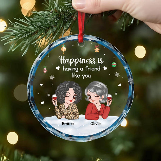 5734OUS2 custom glass xmas ornaments happiness is having a friend like you 5734O8ZCF