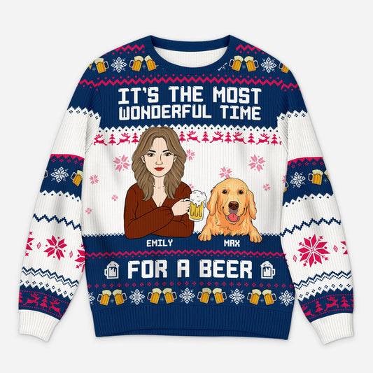 5735WUS1 personalized gifts for beer lovers dog ugly christmas sweater_ women 5735W3IZC