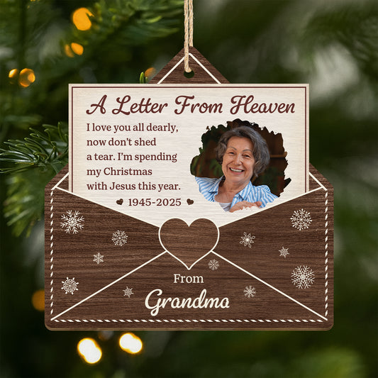 5747OUS1 custom photo memorial gifts a letter from heaven 1 layered wood xmas ornaments 5747O6VZA