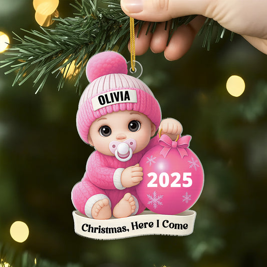 5752OUS2 3d printing effect personalized acrylic babys 1st christmas ornament 5752OKVMK