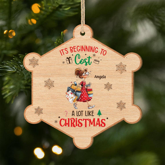 5762OUS1 custom gifts for her 1 layered wood shopping christmas ornaments_ 5762OTZCA