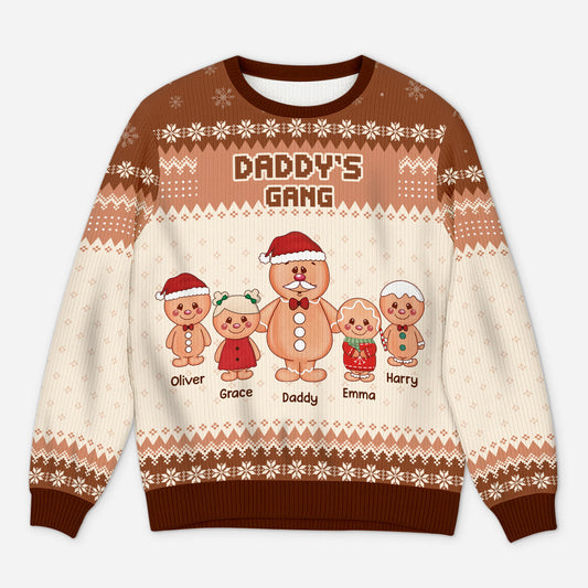 5775WUS1 custom gifts for dad gingerbread man ugly christmas sweater 5775WKQTB