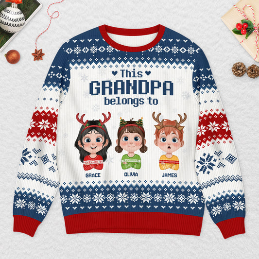 5779WUS2 custom grandparent gifts ugly christmas sweater with grandkids names 5779W8YNA