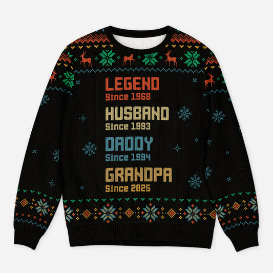 5785WUS1 personalized ugly christmas sweater legend husband dad grandpa 5785W3HNB