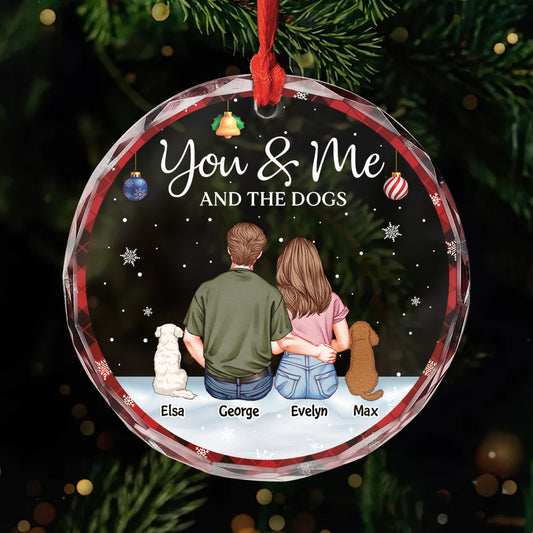 5786OUS1 custom glass couples christmas ornaments you me and the dogs_ 5786OKT0C