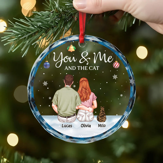 5786OUS2 custom glass couples christmas ornaments you me and the cats_ 5786OKT0D