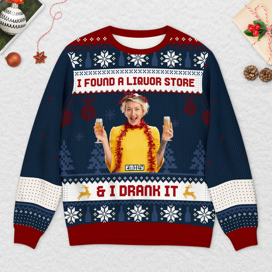 5798WUS2 custom photo ugly christmas sweater gifts for alcohol lovers 5798WKZCB