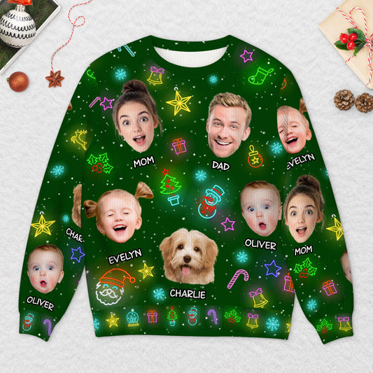 5801WUS2 custom family gifts funny ugly christmas sweater with faces 5801WTUAI