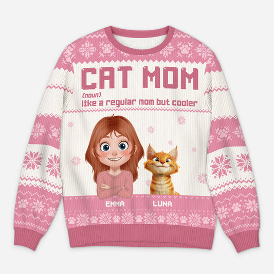 5803WUS1 personalized cat mom gifts ugly christmas sweater 5803W3HZD