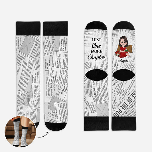 5809JUS1 personalized gifts for book lovers just one more chapter socks 5809JKLMA