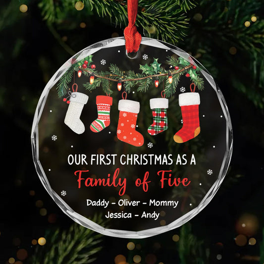 5810OUS1 custom gifts for family glass first family christmas ornament_ 5810O8LAI