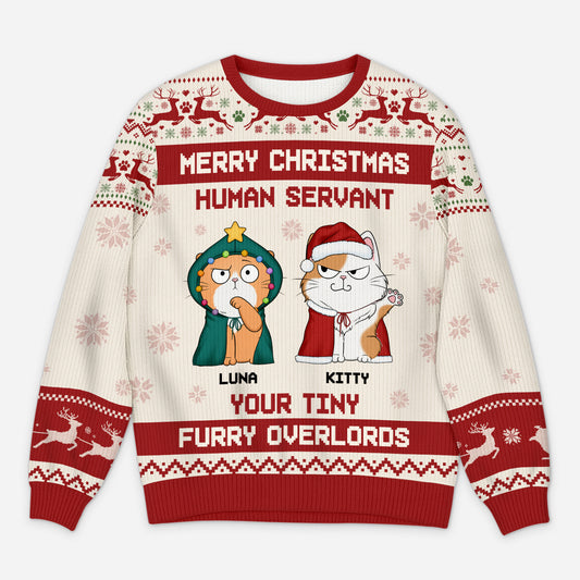 5819WUS1 custom cat ugly christmas sweater merry christmas human servant 5819W6ZZD