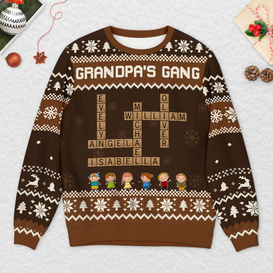 5823WUS1 custom grandparent gifts crossword ugly christmas sweater with names 5823W3LQA_2
