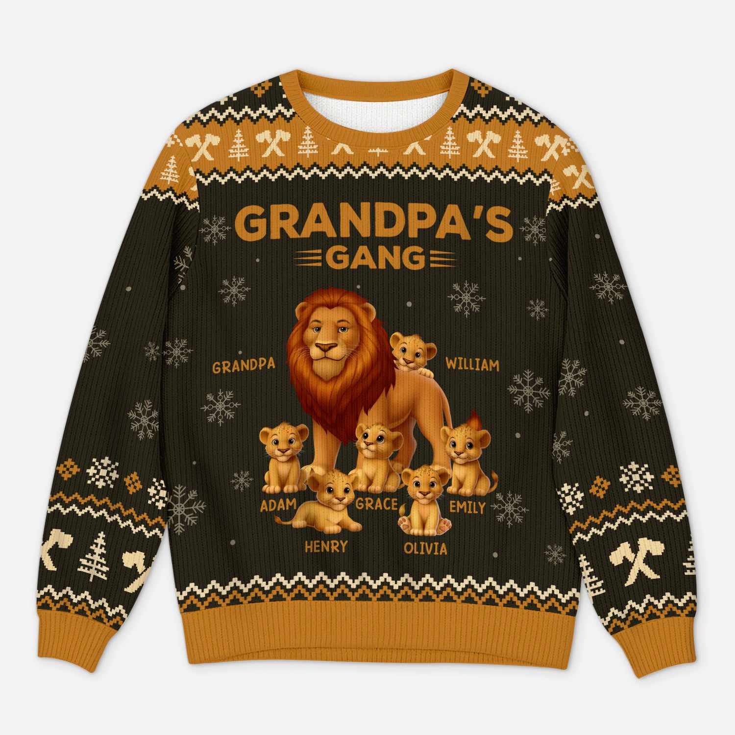 5826WUS1 personalized gifts for grandpa lions ugly christmas sweater 5826W6TTB
