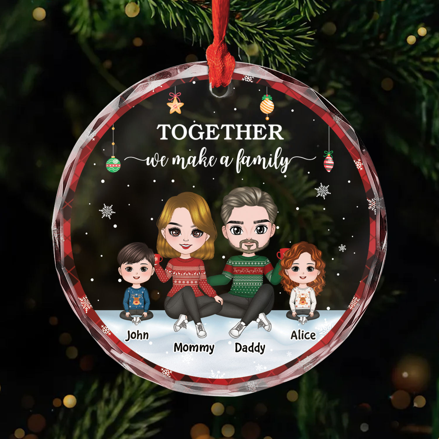 5842OUS1 personalized glass christmas ornaments together we make a family 5842OKZ8I