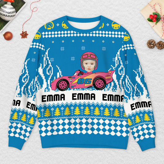 5847WUS2 car ugly christmas sweater_ wth face personalized gifts for kids 5847WTQMK