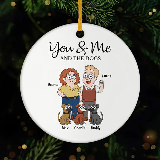 5854OUS1 personalized couple ceramic ornament you me and the dogs 5854OKQ7C