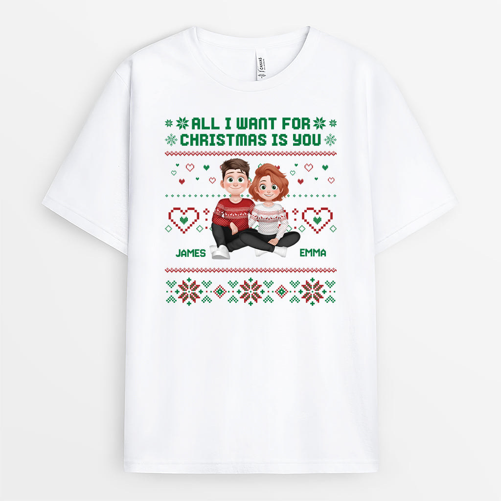 5860AUS1 all i want for christmas is you shirt custom gifts for couples 5860AKZNG