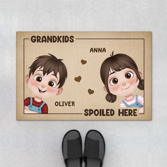 5866DUS1 grandkids spoiled here doormat_ personalized gifts for grandparents 5866D8TZA