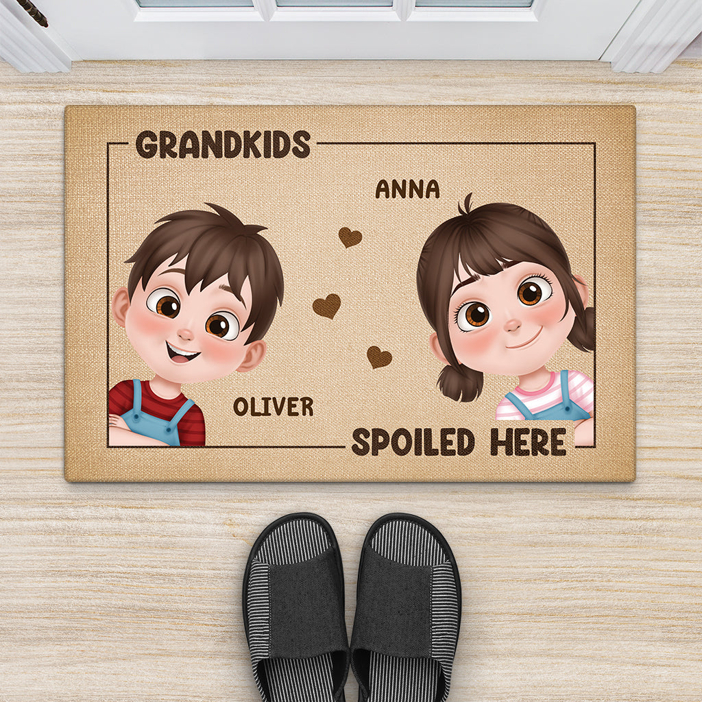 5866DUS2 grandkids spoiled here doormat_ personalized gifts for grandparents 5866D8TZA