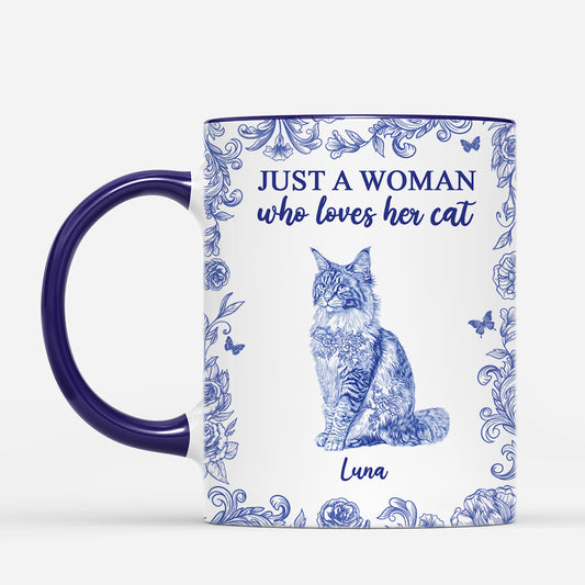 5876MUS2 personalized gifts for cat lovers blue toile cat mug 5876M8MZD