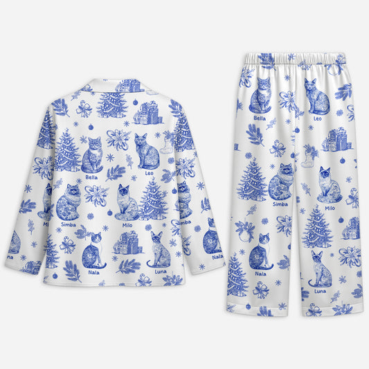 5938VUS2 blue toile cat pajamas personalized cat gifts for humans 5938V6ZMD