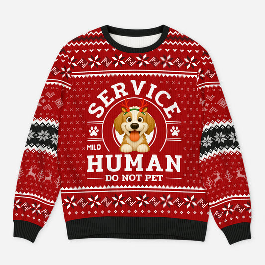 5943WUS1 personalized dog ugly christmas sweater service human do not pet_ 5943WKKNC