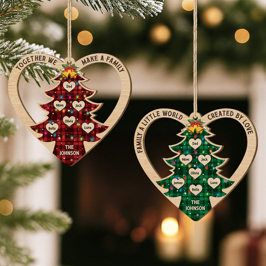 5961OUS2 1 layered wood christmas tree ornaments with names custom family gifts 5961OKTMI