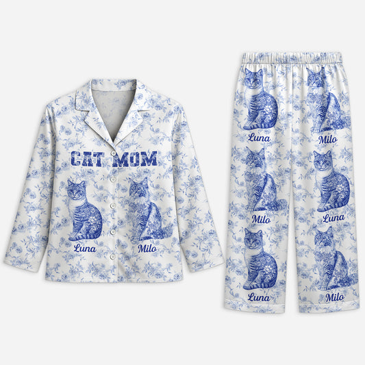 5970VUS1 blue toile cat pajamas personalized gifts for cat lovers 5970VKMTD