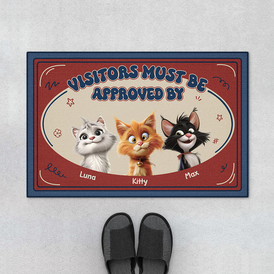 5981DUS1 visitors must be approved by cat doormat custom cat lover gifts 5981D8TZD